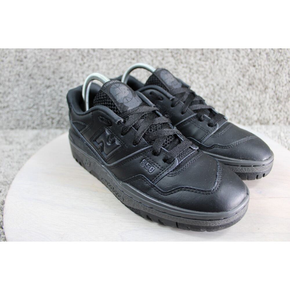 New Balance 550 Sneakers Youth 7 Triple Black Leather Athletic Shoes GSB550BB - Picture 2 of 11